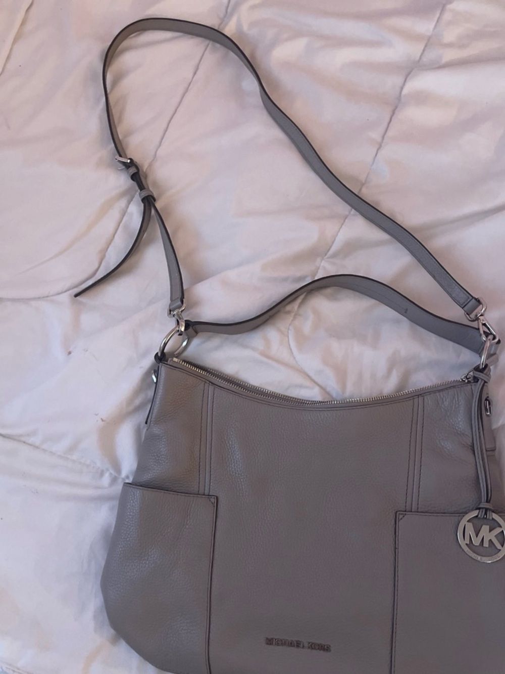 MICHAEL Michael Kors Gray Pebbled Leather Crossbody Bag